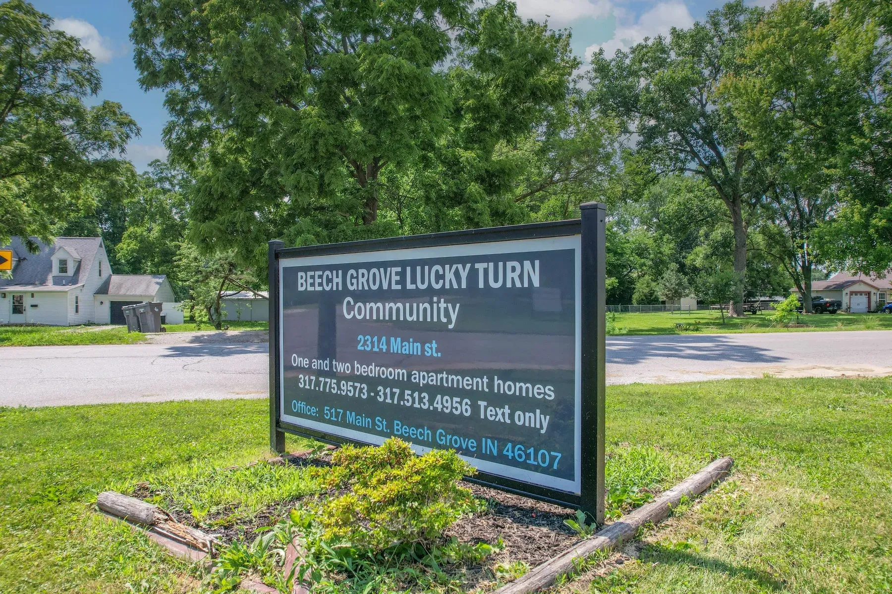 Community entrance sign for the Beech Grove apartments