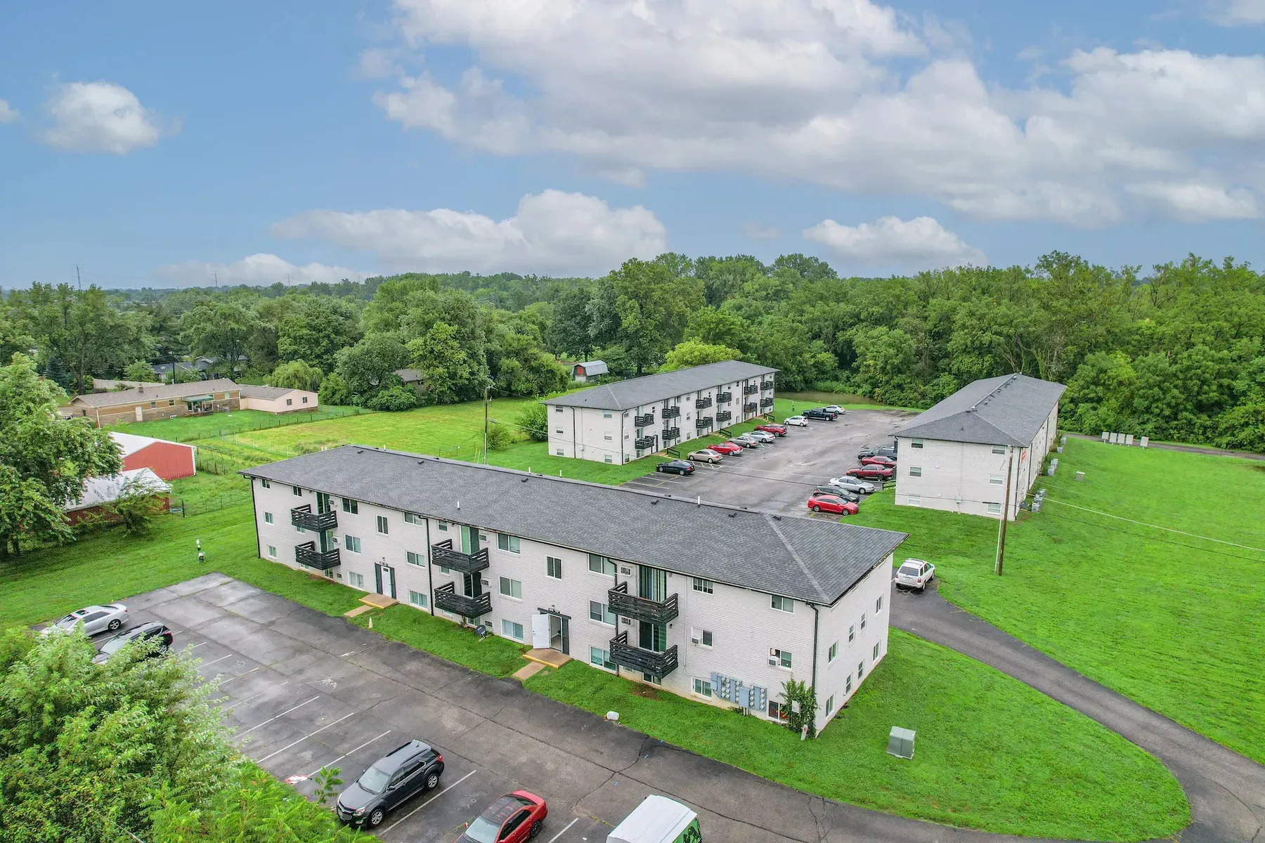 Aerial view of the apartment community from above